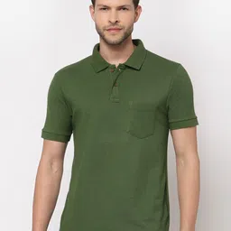 Kalt Men Green Polo Collar T-shirt-image-73