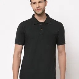 Kalt Men Green Polo Collar Cotton T-shirt-image-50