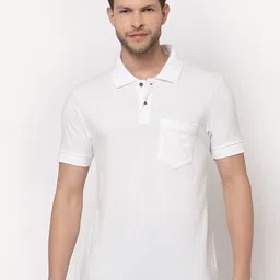 Kalt Men White Polo Collar T-shirt-picture-26