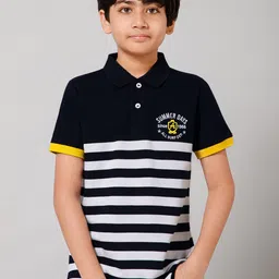 Alan Jones Boys Striped Polo Collar T-shirt-picture-56