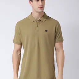 Club York Men Olive Green Cotton Polo Collar T-shirt-picture-41