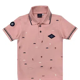 CAVIO Boys Pink Printed Polo Collar T-shirt-picture-24