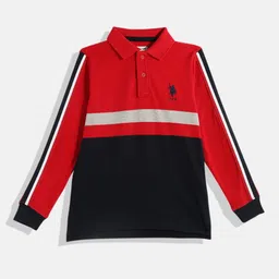 U.S. Polo Assn. Kids Boys Colourblocked Pure Cotton Polo Collar T-shirt image 1