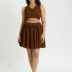 Alaya By Stage3 Cairo Espresso Printed Flared Mini Skirt image 1