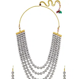 Zaveri Pearls Grey Multilayer Beaded Jewellery Set-picture-38
