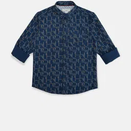 Pantaloons Junior Boys Navy Blue Printed Party Shirt-picture-55