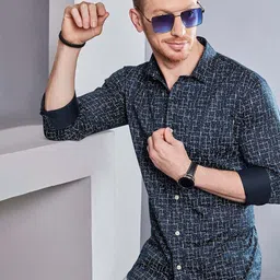 ALMATY Men Comfort Slim Fit Opaque Printed Shirt-picture-32