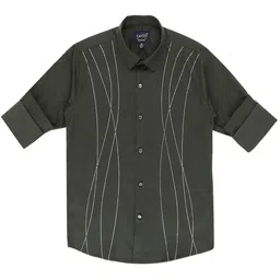 CAVIO Boys Comfort Geometric Printed Spread Collar Cotton Casual Shirt-picture-18