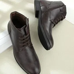 San Frissco Men Maroon Solid Faux Leather Zip Casual Boots-picture-15