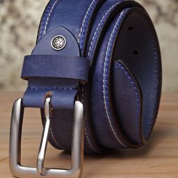 Teakwood Leathers Men Blue Leather Belt-picture-18