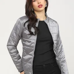 Tokyo Talkies Women Grey Padded Jacket-image-70