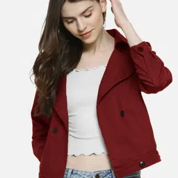 Campus Sutra Lapel Collar Long Sleeves Windcheater Crop Denim Jacket-picture-38