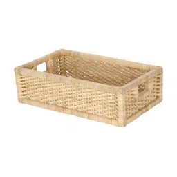 akway Beige Self Design Wicker Basket Rectangular Jute Multi-Utility Organisers-picture-37