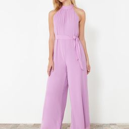 Trendyol High Neck Waist Tie-Ups Basic Jumpsuit-image-58