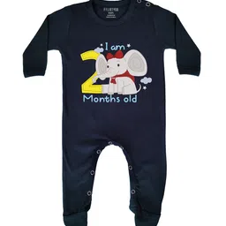 FFLIRTYGO Unisex Kids Navy Blue & Yellow Printed Pure Cotton Basic Jumpsuit-image-60