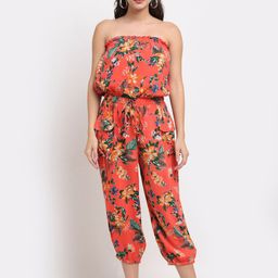 NEUDIS Women Orange & Green Strapless Printed Basic Jumpsuit-picture-35
