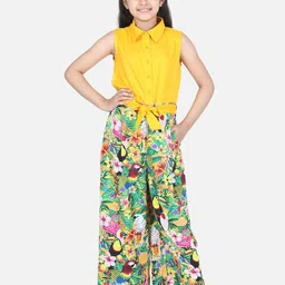 StyleStone Girls Yellow & Pink Printed Basic Two-Piece Jumpsuit-picture-45