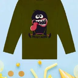 NUSYL Boys Olive Green Henley Neck T-shirt-picture-58