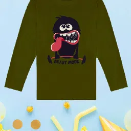 NUSYL Boys Olive Green Henley Neck T-shirt-picture-37