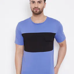 GRITSTONES Men Blue & Black Colourblocked Round Neck T-shirt-picture-57