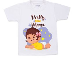 KNITROOT Unisex Kids White & Yellow Preety Like Maasi Printed T-shirt-picture-7