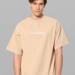 Besick Men Typography Printed Drop Shoulder Sleeves Oversized T-shirt image 1