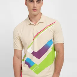 Allen Solly Geometric Printed Polo Collar Pure Cotton T-shirt-picture-56