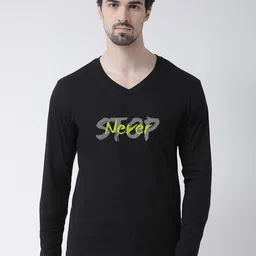 Friskers Men Black Typography Printed V-Neck T-shirt-picture-25