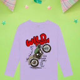 NUSYL Boys Purple V-Neck T-shirt-image-5