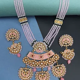 Ozanoo Gold-Plated Kundan Studded Jewellery Set-picture-12