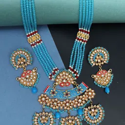 Ozanoo Gold-Plated Kundan Stone-Studded Jewellery Set-image-54