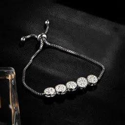 Yellow Chimes Women Silver-Plated Crystals Charm Bracelet image 1