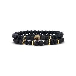 TOFFCRAFT Men Pack Of 2 Gold-Plated Beaded Bracelet-picture-12
