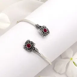 TEEJH Women Silver-Toned Oxidised Cuff Bracelet-picture-48
