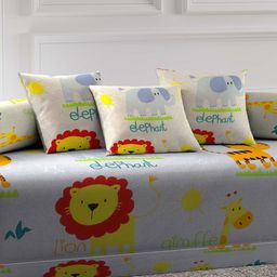 Arrabi Set of 6 Cartoon Characters Printed Diwan Set-picture-28