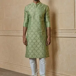 Tasva Embroidered Mandarin Collar Long Sleeves Straight Kurta with Pyjama image 1