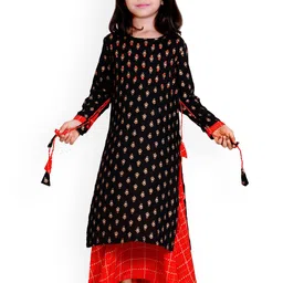BAESD Girls Ethnic Motifs Embroidered Thread Work Kurta With Skirt-picture-28
