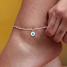 MINUTIAE Silver-Plated Crystals Studded Anklet image 1