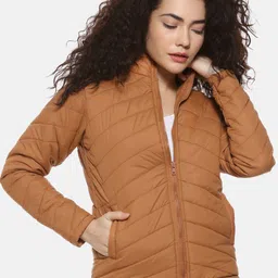 Campus Sutra Women Brown Crop Padded Jacket-image-83