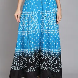 SOUNDARYA Blue & Black Tie-Dye Cotton Skirt-picture-15