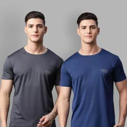 mack jonney VIMAL JONNEY Men Charcoal & Navy Blue 2 T-shirt-picture-36