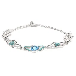 Mahi Women Blue & Silver-Toned Crystals Rhodium-Plated Wraparound Bracelet-picture-22