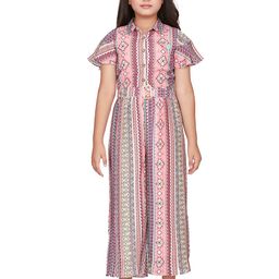 Peppermint Girls Printed Shirt Collar Culotte Jumpsuit-picture-25