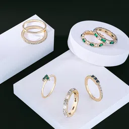 Yellow Chimes Set Of 7 Gold-Plated Aesthetic Knuckle Rings image 1