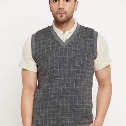 Duke Checked V-Neck Acrylic Sweater Vest-picture-43
