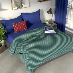 Nautica Green & White Striped Cotton AC Room 120 GSM Double Bed Comforter-image-9