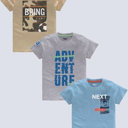 BAESD Boys Pack Of 3 Typography Printed Pure Cotton T-shirt-picture-22