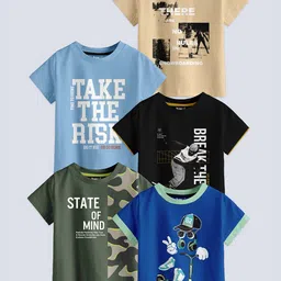 BAESD Boys Pack Of 5 Printed Pure Cotton T-shirts-picture-19