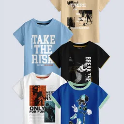 BAESD Boys Pack Of 5 Printed Round Neck Cotton T-shirt-picture-22