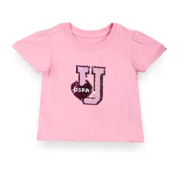 U.S. Polo Assn. Kids Girls Typography Printed Embellished Pure Cotton Casual T-shirt-picture-45